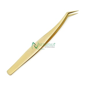 Wholesale Fiber Tip Volume 45 90 Degree Eyelash Tweezers High Quality Tweezer <b>Metal</b> Eyelashes Extension Tweezers for sale - Product Image 5