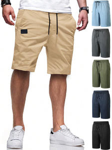 Pantalones Cortos Casuales para Hombre, Multicolores, Sólidos, con Logotipo Frontal, Satinados, Ecológicos, Cintura Elástica con Cordón, Secado Rápido, para Exteriores - Product Image 1