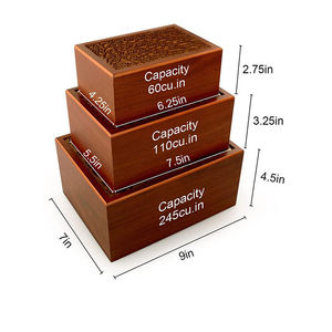 Handmade Wooden Pet Casket Rectangle Floral Carved Brown <b>Memorial</b> Urn for Pet Ashes Durable Keepsake <b>Box</b> - Product Image 3