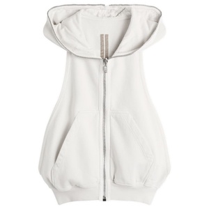 Gilet sans manches à capuche blanc pour femme, veste décontractée en tricot - Product Image 1