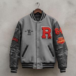 Veste universitaire longue style rétro OEM pour homme, automne-hiver, chaude, avec logo en laine sur le devant - Product Image 6