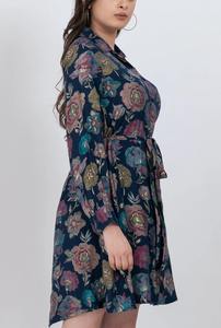 Vestido Camisero Elegante de Verano para Mujer, Ecológico, con Cinturón, Estampado Floral, Tejido 100% Algodón, Corte en A, Cintura Elástica - Product Image 2