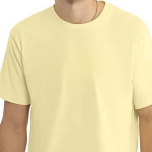 T-shirt Homme Jaune Clair Uni Col Rond Manches Courtes Coton Doux Décontracté Coupe Ample Respirant Été Streetwear Personnalisable - Product Image 3