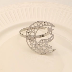 <b>Moon</b> Shape Arabic Calligraphy Napkin <b>Ring</b> For Islamic Table Decor Eid Hosting Enhance Festive Table Styling With Cultural Design - Product Image 4