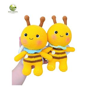 ตุ๊กตาผึ้งถักโครเชต์ทำมือ สีเหลืองลายทางสีน้ำตาล พร้อมลายดอกไม้ สำหรับเด็กอายุ 0-6 เดือน - Product Image 1
