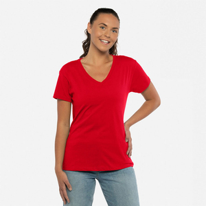 T-shirt à manches courtes pour femme, col en V, 100% coton biologique de luxe, pré-rétréci, certifié GOTS, doux, respirant, classique - Product Image 5