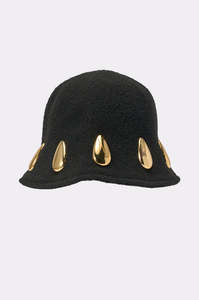 Chapeau Bob Noir SPLENDID APPAREL avec Rivets Dorés – Tendance Unisexe Printemps-Été, 100% Coton, Ajustable - Product Image 2
