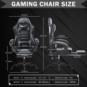 Sedia da Gaming Ergonomica in Pelle PU con Altezza Regolabile, Ruote e Poggiapiedi per Ufficio o Videogiochi - Product Image 3