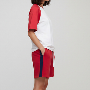 Custom Made Best Quality Women's Casual Short Sleeve 100% Cotton Oversized 2 tone baggy fit ladies streetwear 2 piece <b>set</b> - Product Image 5