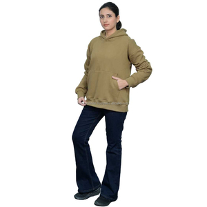 Sudadera con capucha personalizada de color sólido para mujer, jersey con decoración de lentejuelas, parte superior para ropa informal diaria de invierno con logotipo frontal - Product Image 5