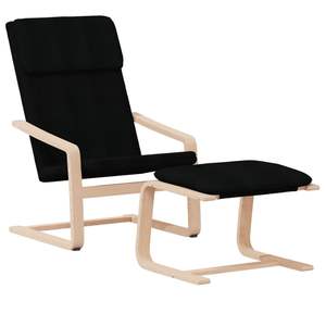 Chaise longue noire avec repose-pieds pour la relaxation - Product Image 3