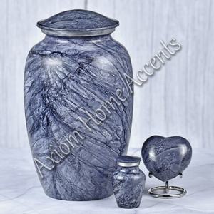Handmade Aluminum Cremation Urn With Elegant Cultured Marble Design <b>Memorial</b> Keepsake Urn for Human Ashes by Axiom Home Accents - Product Image 1