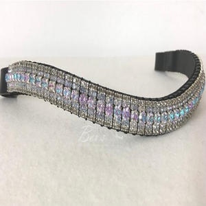 Producto de caballo ecuestre Cadena de cristal de diamante negro y ligero de 5 filas Banda de cejas de caballo de cuero negro en tamaños de mazorca completa - Product Image 4