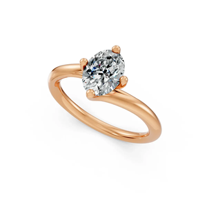 Anillo de Compromiso y Boda con Diamante Cultivado en Laboratorio de Corte Ovalado, Oro Amarillo de 14K con Baño de Rodio, Banda Trenzada, Certificado IGI, Listo para Fiestas - Product Image 2