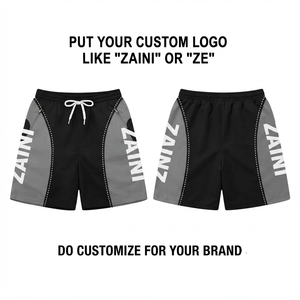 Shorts coupe-vent en polyester premium 180 GSM, blanc et bleu avec empiècements latéraux contrastants, impression par sublimation personnalisée, shorts coupe-vent en nylon - Product Image 4