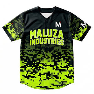 Maillot de baseball personnalisé en gros, camouflage numérique vert néon noir, uniforme d'équipe MALUZA INDUSTRIES - Product Image 1