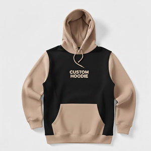 เสื้อฮู้ดดี้ผู้ชายสีดำเบจ คอตตอนเฟรนช์เทอร์รี่ สไตล์ลำลอง สตรีทแวร์ มีกระเป๋าหน้า - Product Image 6