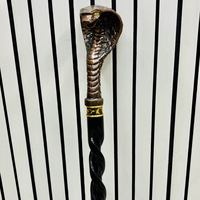 Bastón de paseo con cabeza de cobra tallada y pulida a mano |   Adorno de pared de madera de haya original, plegable en 3 partes, para San Valentín y Pascua