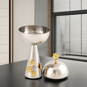 Quemador Bakhoor de acero inoxidable hecho a mano para la decoración de la Mesa del hogar Ramadán Mubkhar Quemador Bakhoor de metal aromático con tapa - Product Image 5