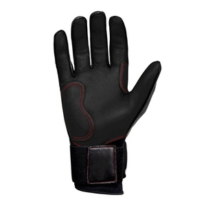 Black Leather Batting Gloves With <b>Hook</b> And Loop Closure Unisex Adult Training Durable Ambidextrous - Product Image 4