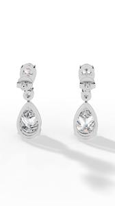 Elegantes Pendientes de Plata de Ley 925 con Diamantes Creados en Laboratorio, Corte Marquesa y Pera, Color D-E, Certificados por IGI, de Lujo para Mujer - Product Image 2