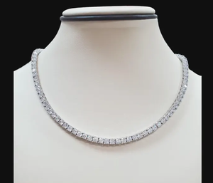 Luxury Round Cut Moissanite Tennis <b>Chain</b> Necklace <b>Iced</b> <b>Out</b> Hip Hop Jewellery Classic Diamond Look Gift - Product Image 1