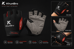 KhumBro Unisex Half <b>Finger</b> Polyester Cycling Gloves | Breathable Shock-Absorbing Anti-Slip Hook Loop Closure for MTB/Road <b>Bikes</b> - Product Image 2