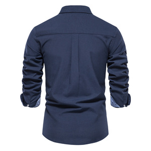 Men's <b>Black</b> Long Sleeve <b>Dress</b> Shirt <b>Button</b> Down Collar Solid Color Cotton Poplin Smart Casual Full Sleeve Autumn Wear - Product Image 2