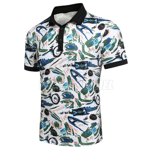 Polo à manches courtes pour homme, imprimé, coupe classique, décontracté, respirant, en popeline de coton, design peint à la main - Product Image 5
