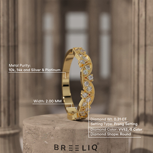 แหวนทองคำแท้ 14K ประดับเพชรเลี้ยงในห้องปฏิบัติการ ดีไซน์วินเทจ รูปอินฟินิตี้ ขอบลายมิลเกรน บิดเกลียวอย่างประณีต เหมาะสำหรับเป็นของขวัญวันครบรอบหรือเครื่องประดับงานแต่งงาน - Product Image 2