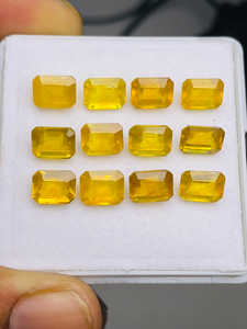 Saphir Jaune Naturel Taille Émeraude 9*7mm Qualité AAA Pierres Précieuses pour la Fabrication de Bijoux Superbe Lustre Prix Abordable - Product Image 4