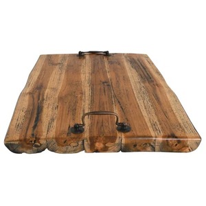 Tabla de servir rústica de madera con asas, tabla de cortar de madera maciza para preparación, servir y presentar alimentos en la cocina - Product Image 5