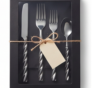Ensemble de couverts plaqués argent en acier inoxydable avec manche torsadé, parfaits pour les mariages élégants et les événements gastronomiques - Product Image 6