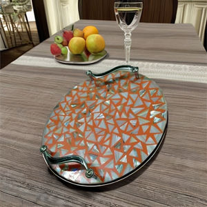 Bandeja de Servicio Elegante Hecha a Mano con Incrustaciones de Madreperla, Diseño Floral Pulido, para Té, Aperitivos, Decoración del Hogar, Uso Doméstico de Lujo - Product Image 6