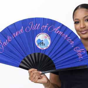 Abanico Plegable Azul de Jack and Jill of America, Abanico Promocional con Logotipo, Abanico Grande para Eventos, Accesorio para Fiestas y Bailes - Product Image 4