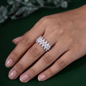 Bague Éternité Femme en Argent Sterling avec Diamant de Laboratoire Taille Marquise, Empilable, pour Usage Quotidien - Product Image 3