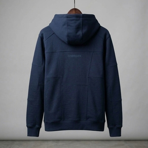 <b>Mens</b> <b>Navy</b> Blue Cotton <b>Fleece</b> Hoodie Pullover Sweatshirt Custom Streetwear Casual Hooded Sweatshirt Wholesale Clothing - Product Image 2