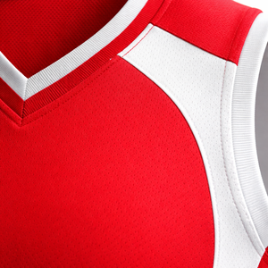 <b>Hot</b> Selling Men <b>Red</b> White Sublimated Running Uniforms Tank Top Moisture Wicking Athletic Fit All Seasons Adult Sport Apparel Set - Product Image 6