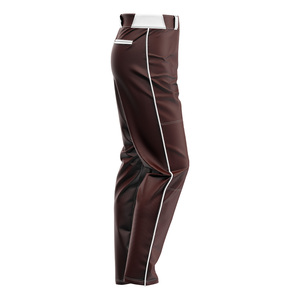 Pantalon de baseball pour homme en polyester couleur moutarde uni avec bande blanche et fermeture boutonnée, coupe classique, respirant, logo personnalisé - Product Image 6