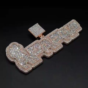 Rapper Fine Jewelry Personalized 925 <b>Silver</b> Hip Hop Letter Iced Out Custom Name <b>Initial</b> Moissanite Diamond Two Tone <b>Pendant</b> - Product Image 1