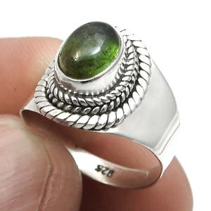 Trendy Vintage Style <b>925</b> Sterling <b>Silver</b> <b>Ring</b> Comes <b>With</b> Oval Cut Green Tourmaline Gemstone Spiritual Healing Bohemian <b>Ring</b> - Product Image 2