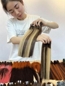 Lisos mechones de cabello humano vietnamita, color de piano con cierre, 100% - Product Image 2