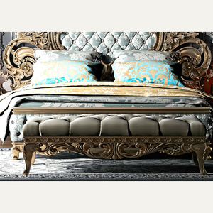 Ensemble de chambre à coucher de luxe personnalisé en teck massif, design classique européen, adapté aux appartements, sculpté à la main - Product Image 2