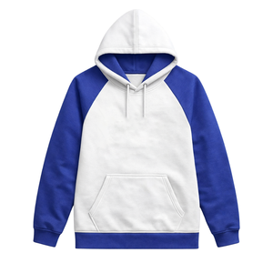 Sudaderas con Capucha de Manga Raglán en Blanco y Azul Rey con Logotipos Personalizados de Hermandades, Ropa Casual de Otoño, Corte Regular, Diseño con Bolsillos - Product Image 1