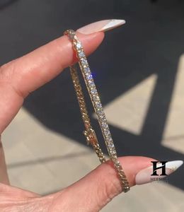Bracelet hybride pour homme, style tennis et chaîne cubaine, demi-diamant, demi-chaîne en or - Product Image 1
