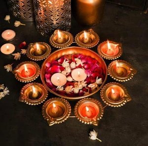 Metal Circular <b>Candelabra</b> With Diya Holders For Religious Activities And Festive Decorations - Product Image 5