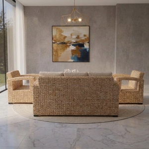 Luxury Modern Natural Wicker Rattan <b>Armchair</b> Outdoor Garden Terrace Living Room Accent <b>Dining</b> Chair Cushion Apartment - Product Image 3
