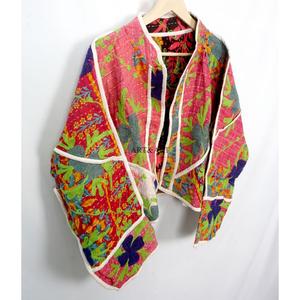 Handmade 100% Cotton Designer Kantha <b>Jacket</b> Multi Color Ethnic Style Embroidery with open closure Handmade Vintage kantha <b>jacket</b> - Product Image 4