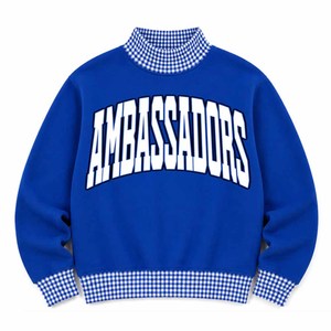 Sudadera de cuello redondo Ambassadors Blue para mujer, corte regular, manga larga, tejido anti-bolitas, forro de elastano/algodón, hombros caídos - Product Image 1