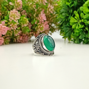 Bague artisanale en onyx vert, bijou en pierre naturelle, style bohème, cadeau artisanal pour elle - Product Image 3